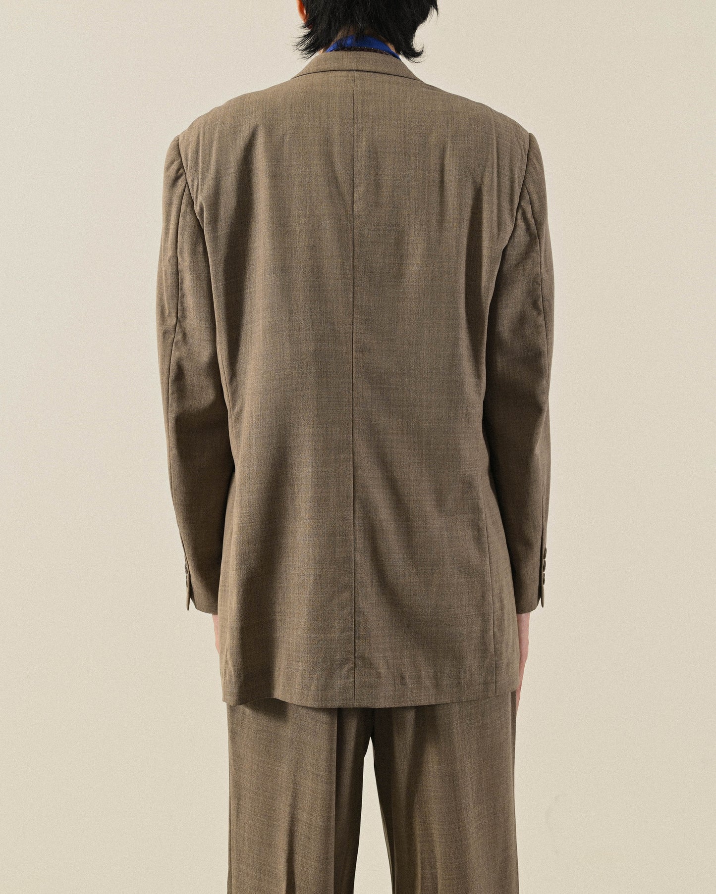 燕麥色薄毛經典輪廓古著西裝套裝