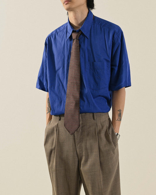 細緻抽褶短袖古著襯衫