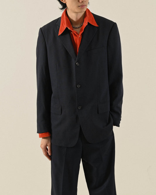 俐落輪廓薄毛古著西裝外套