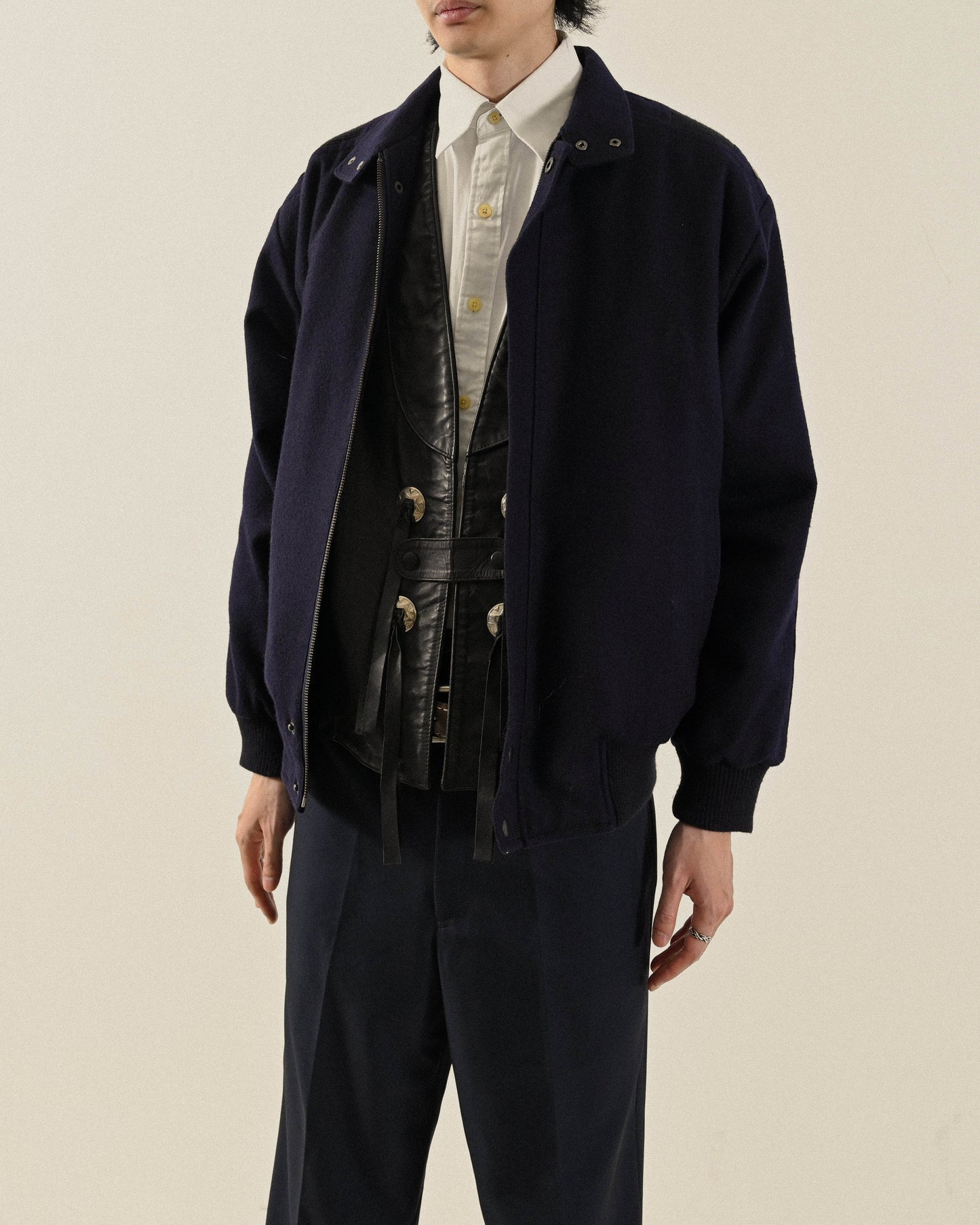 厚實毛料鋪棉古著夾克外套