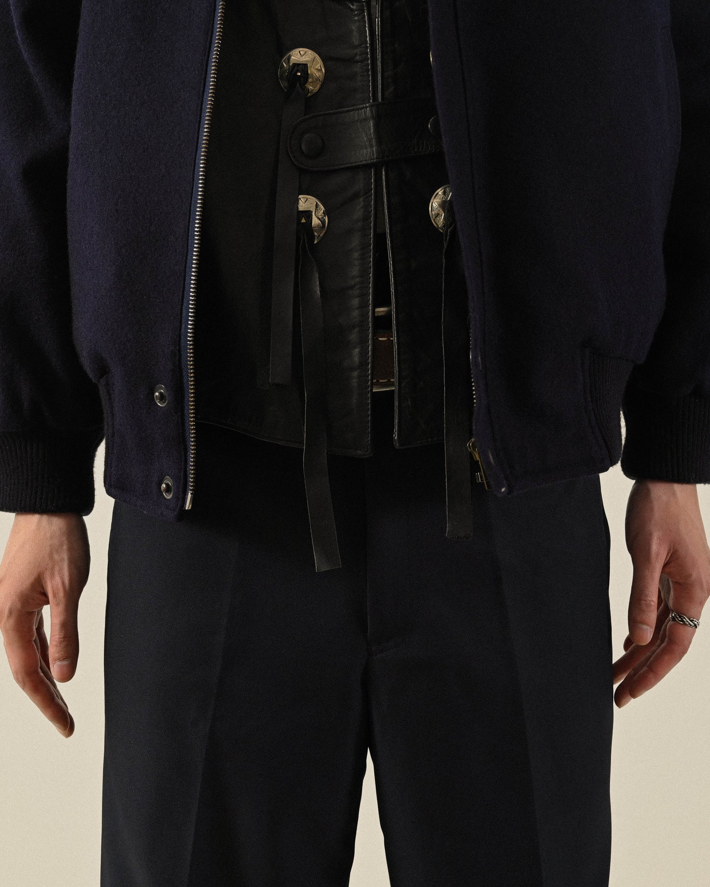 厚實毛料鋪棉古著夾克外套