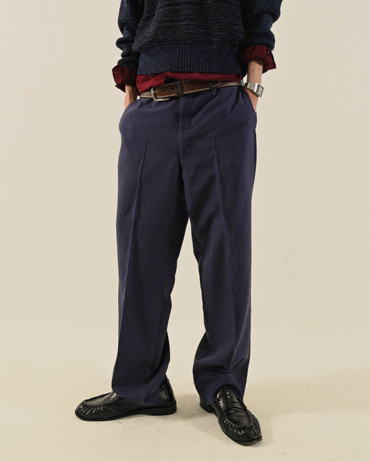 Upcycling褶線車縫古著西裝長褲