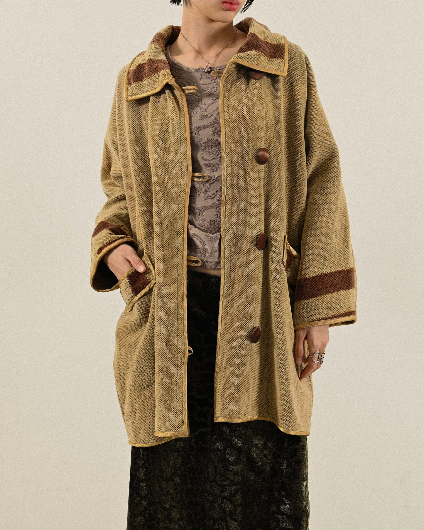 芬蘭製Annikki Karvinen寬鬆緹花古著外套