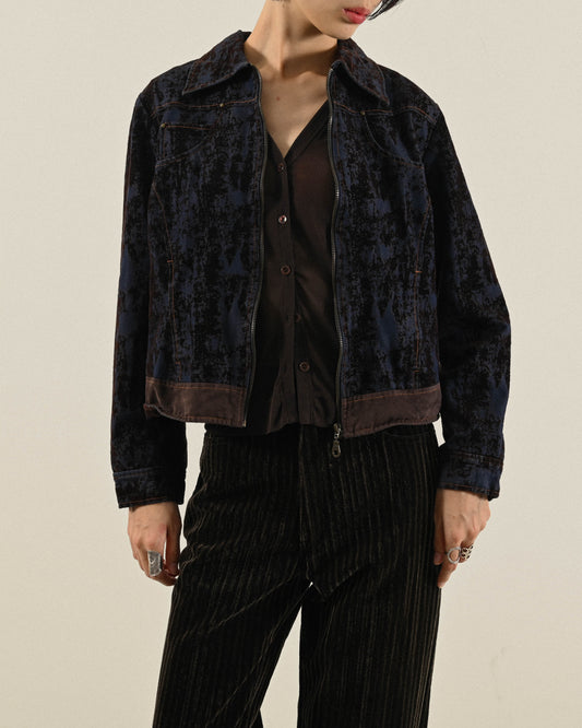 斑斕絨面緹花古著夾克外套