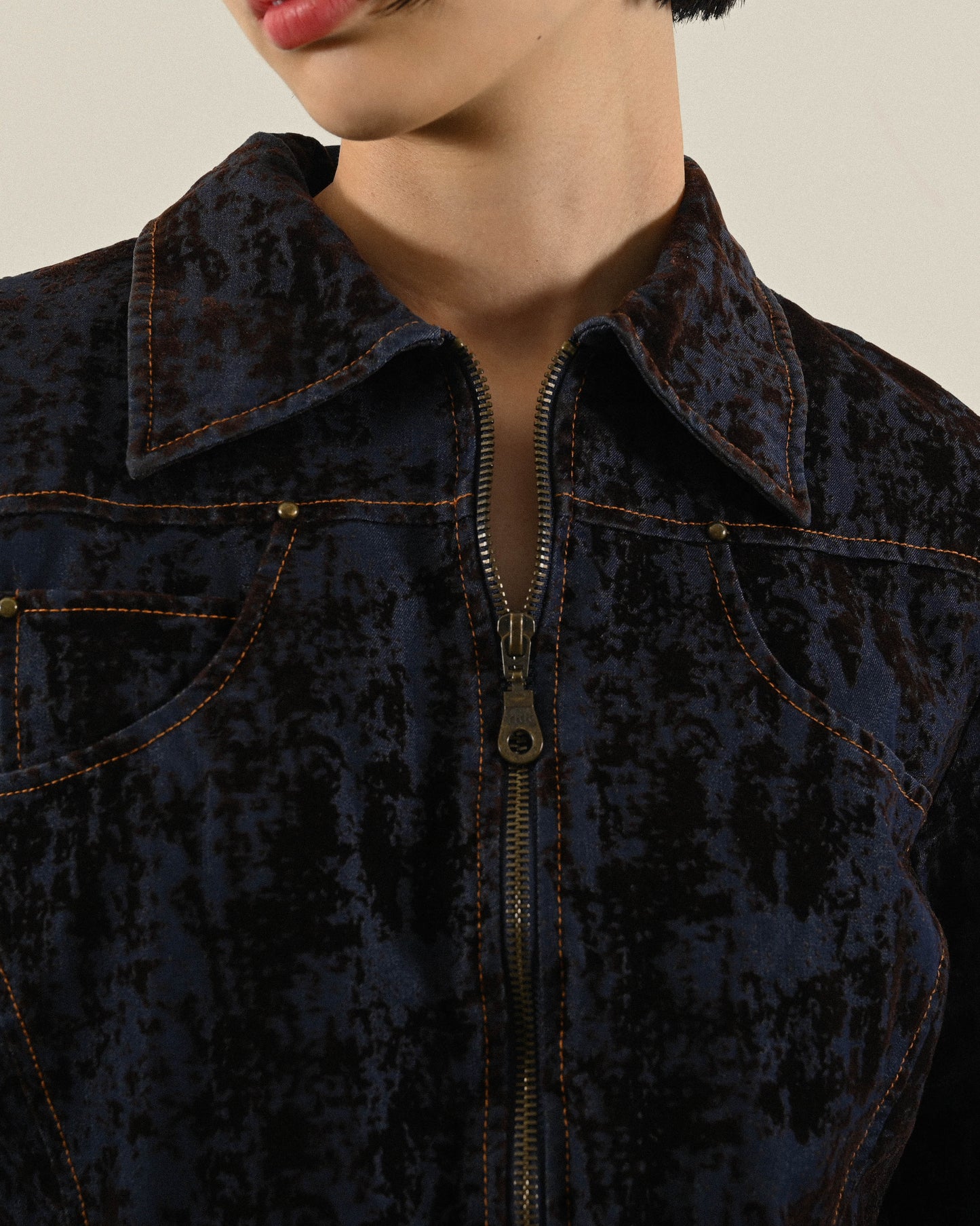 斑斕絨面緹花古著夾克外套