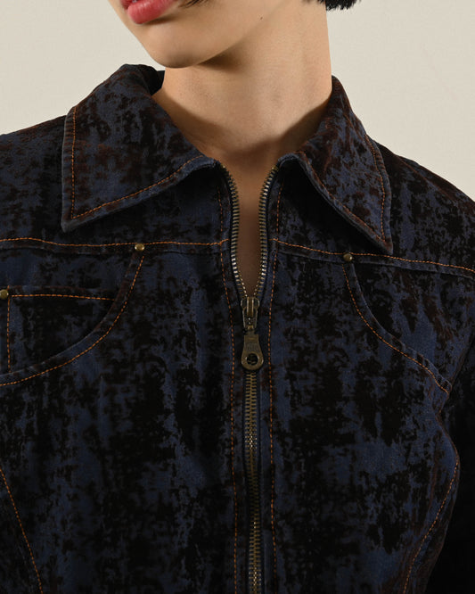 斑斕絨面緹花古著夾克外套