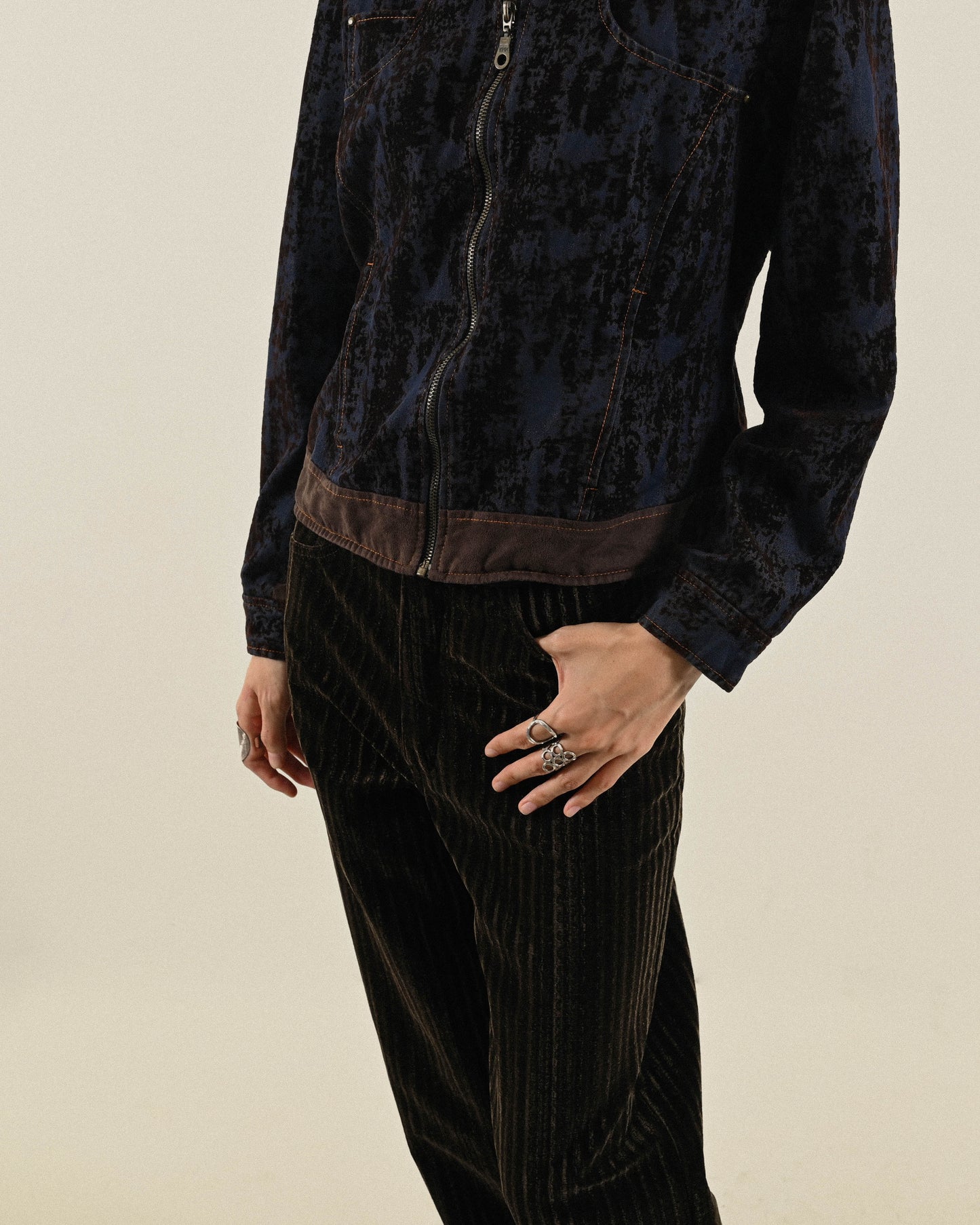 斑斕絨面緹花古著夾克外套