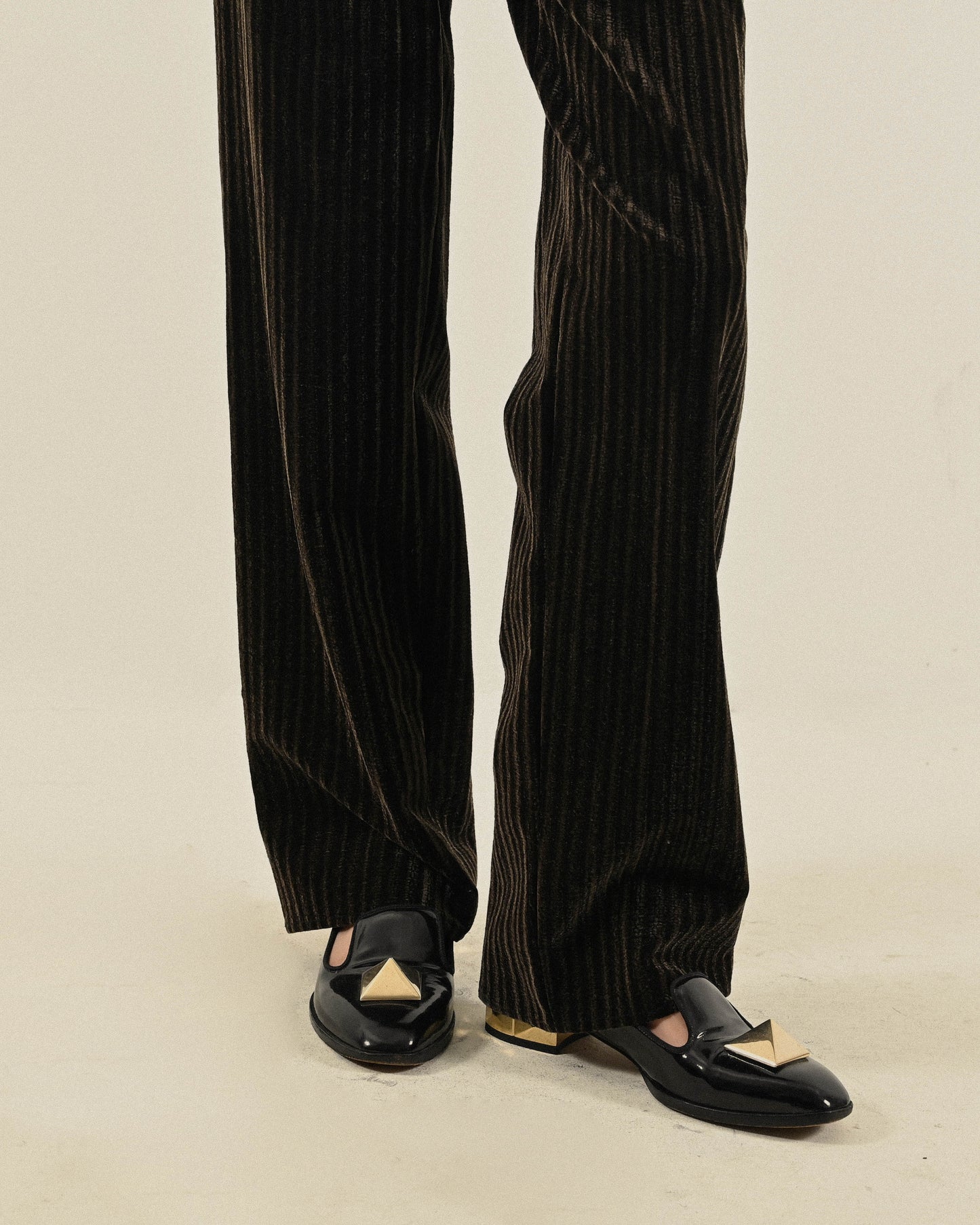 厚實紋理燈芯絨高腰古著長褲