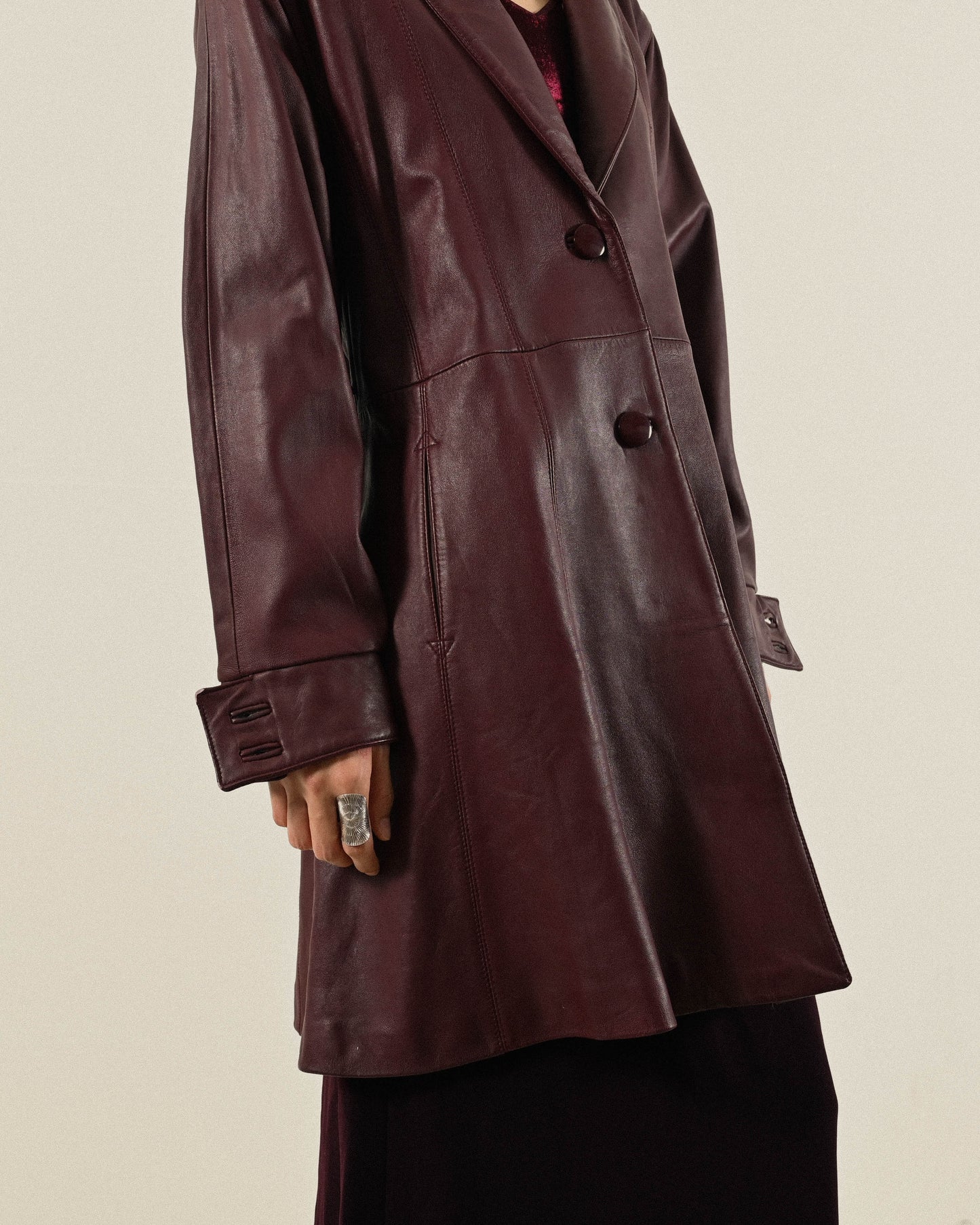 絲瓜領型古著皮革外套