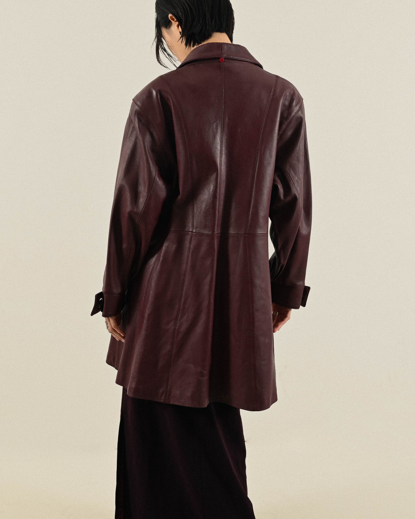 絲瓜領型古著皮革外套