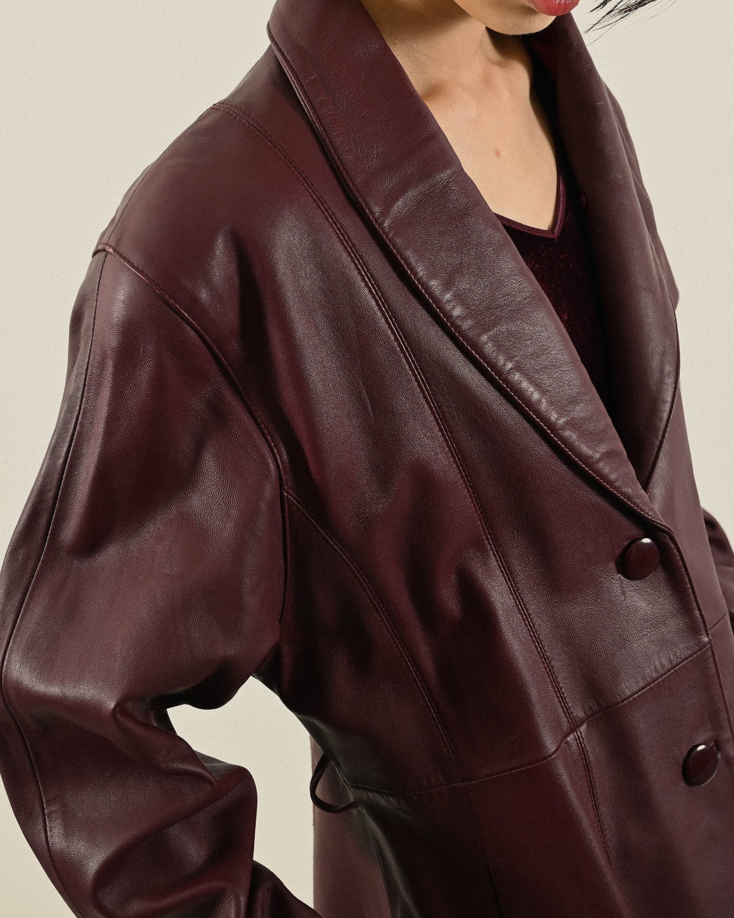 絲瓜領型古著皮革外套