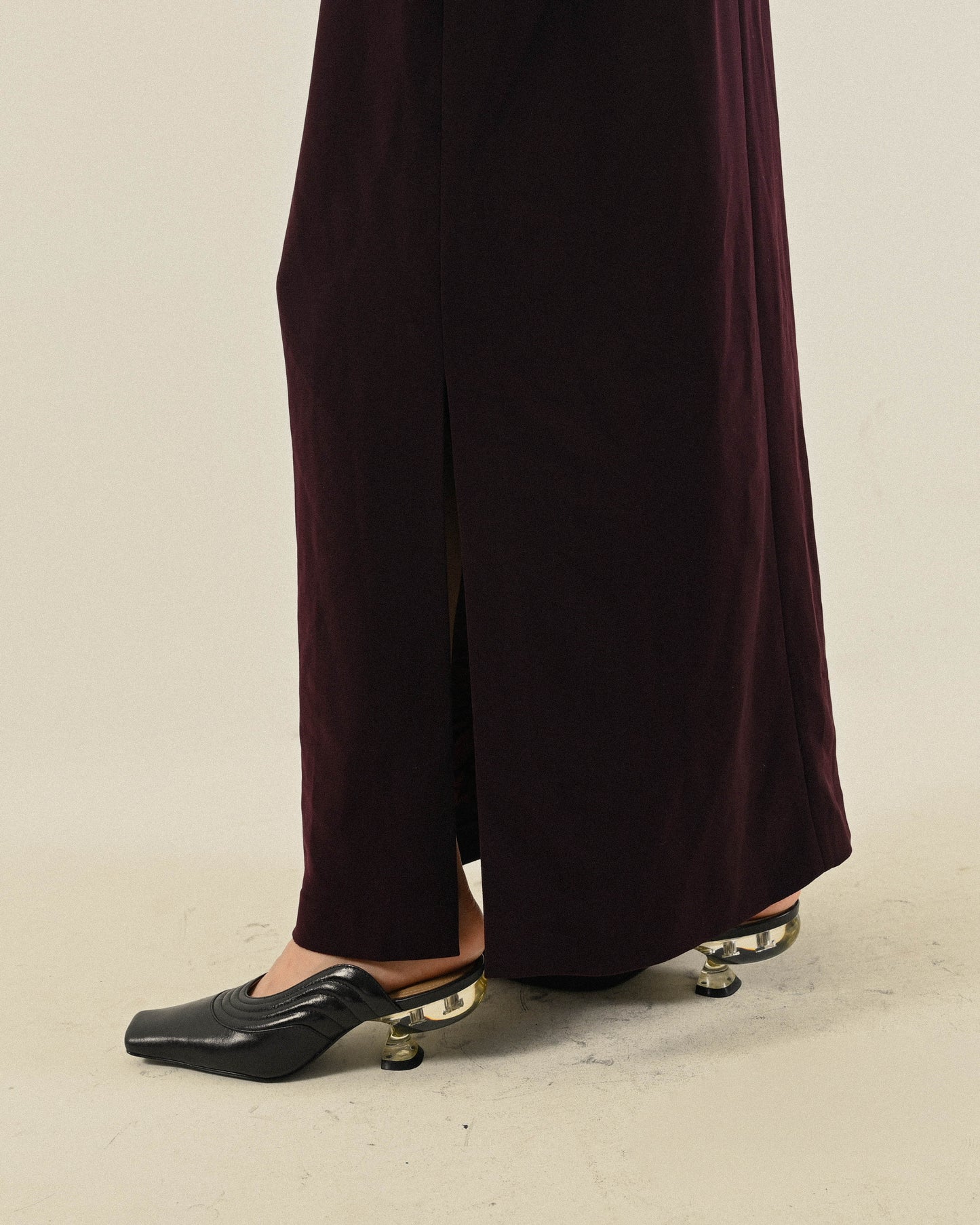 流麗輪廓高腰古著長裙