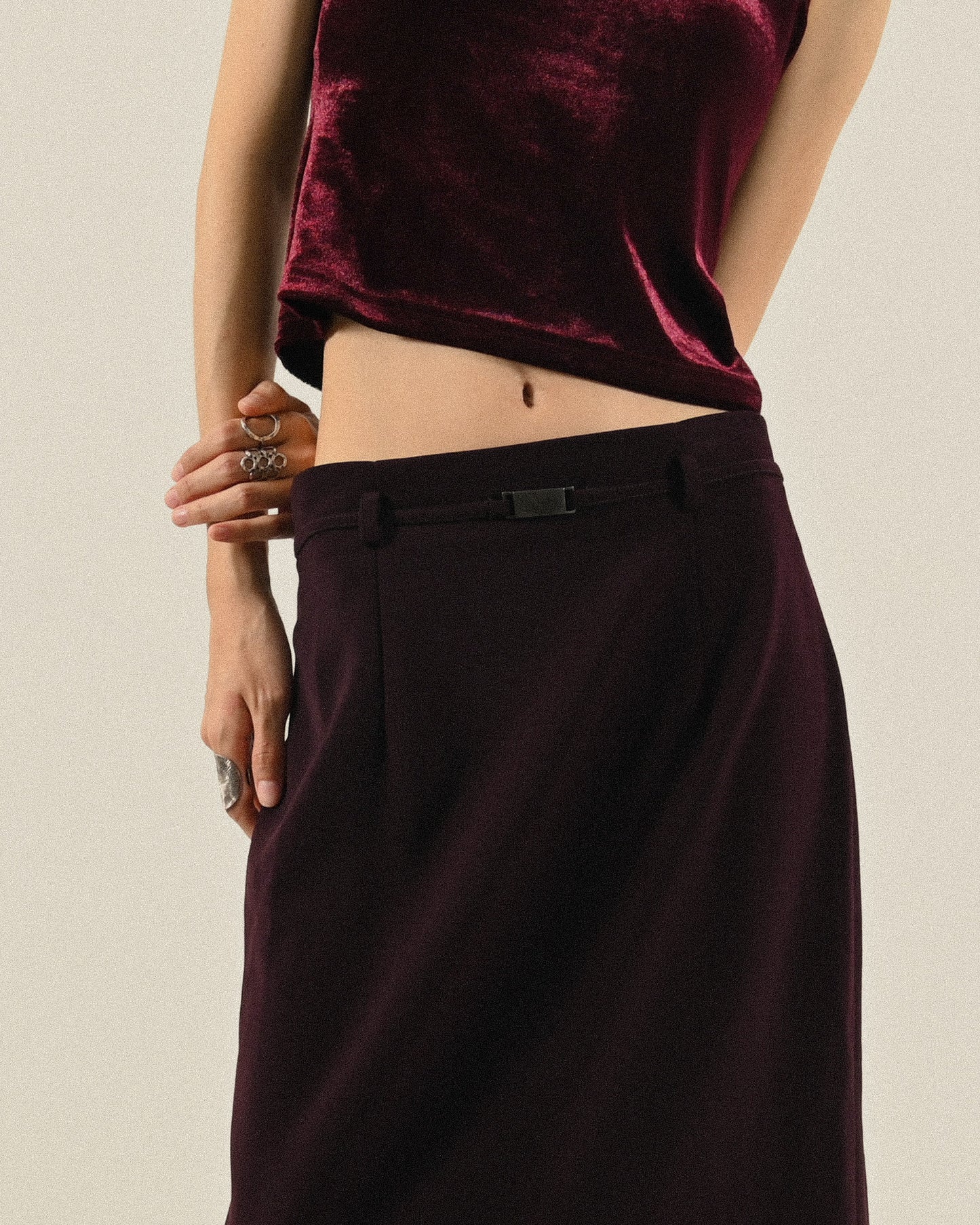 流麗輪廓高腰古著長裙