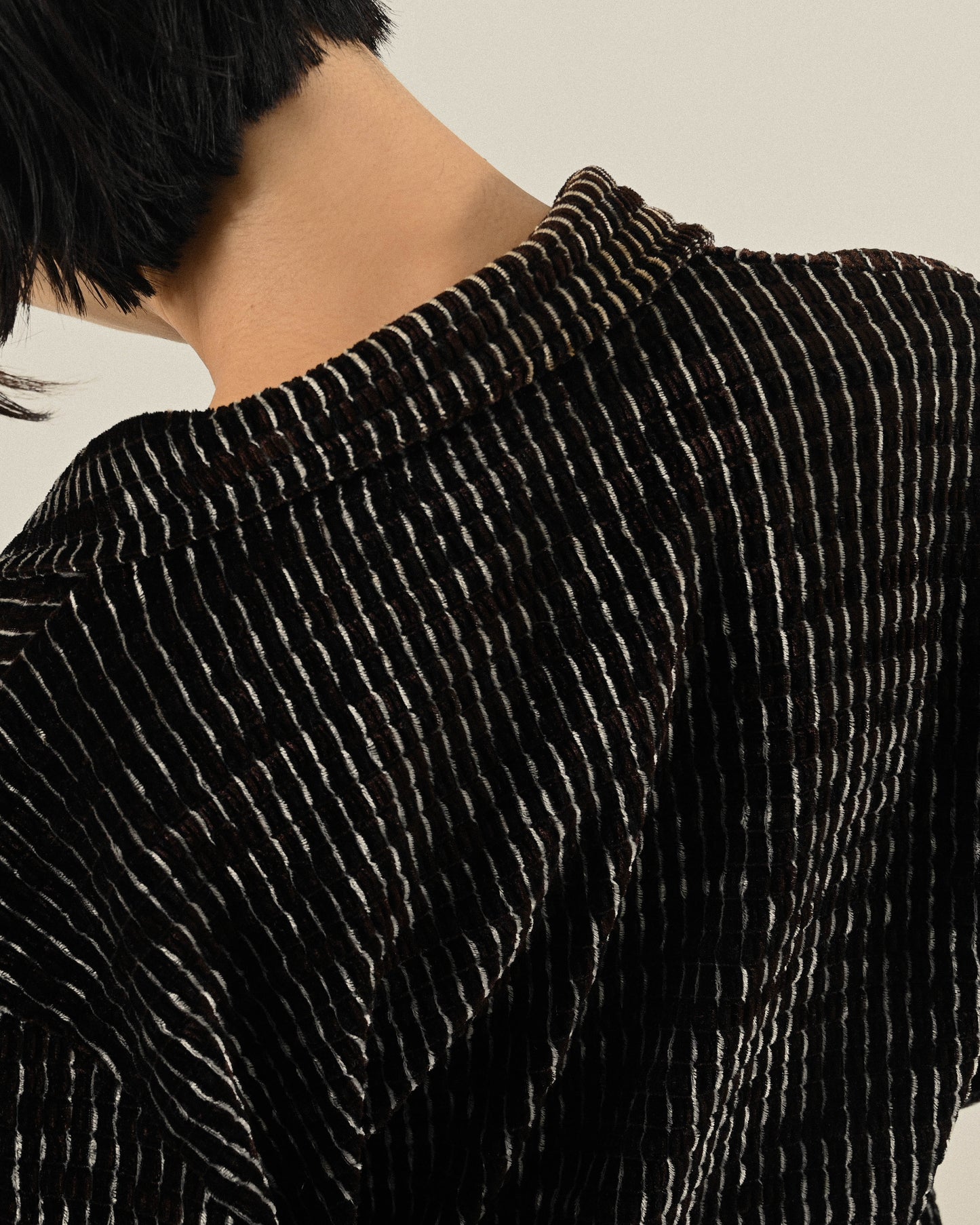 色線混紡絨面緹花古著襯衫