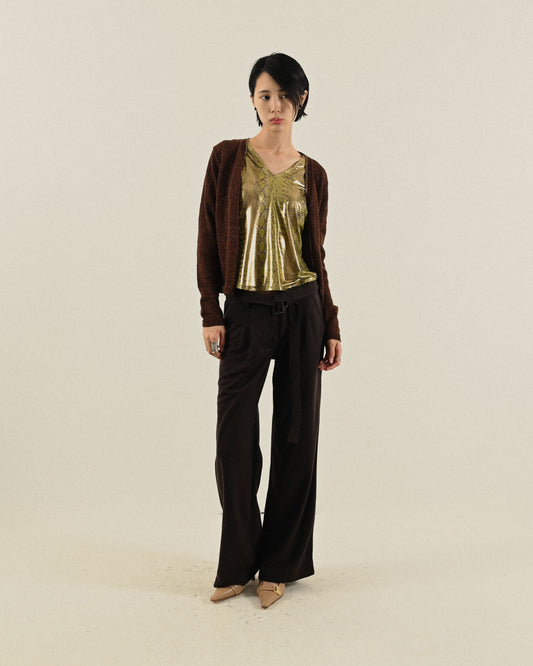 動物斑紋光澤印花古著上衣