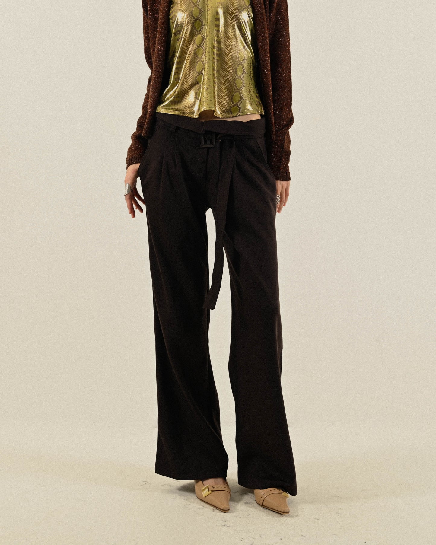 反折腰頭針織古著長褲