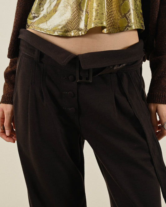 反折腰頭針織古著長褲