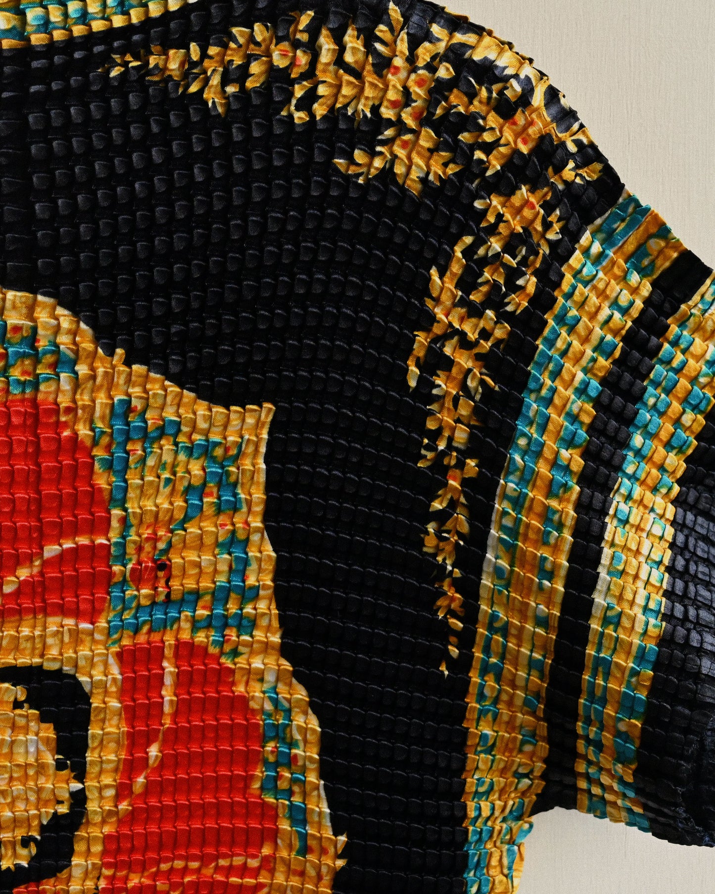 壓褶面料印花古著上衣