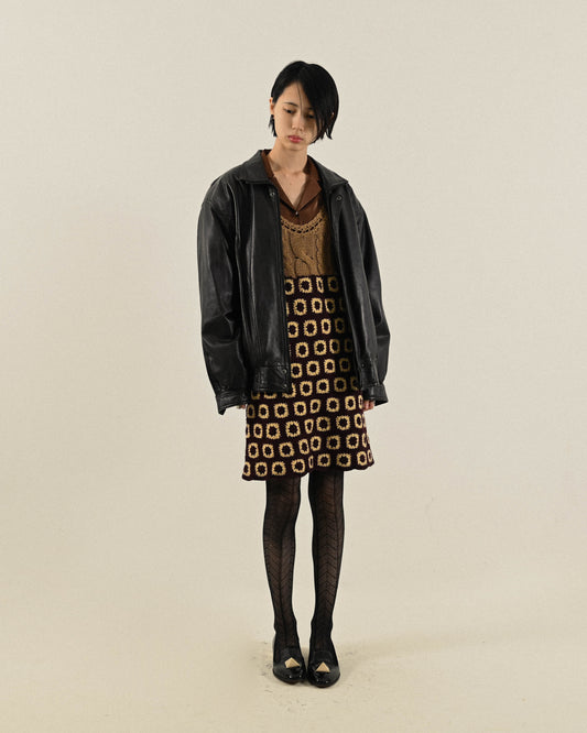 經典輪廓古著皮衣外套