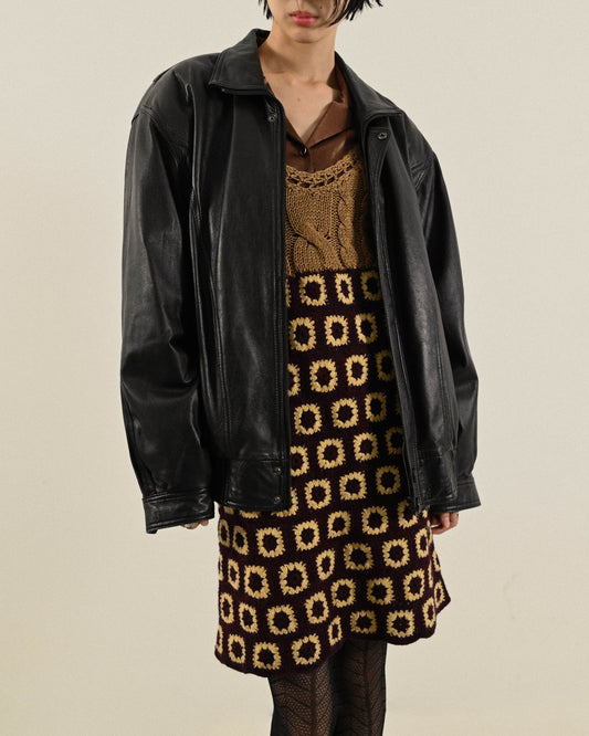 經典輪廓古著皮衣外套