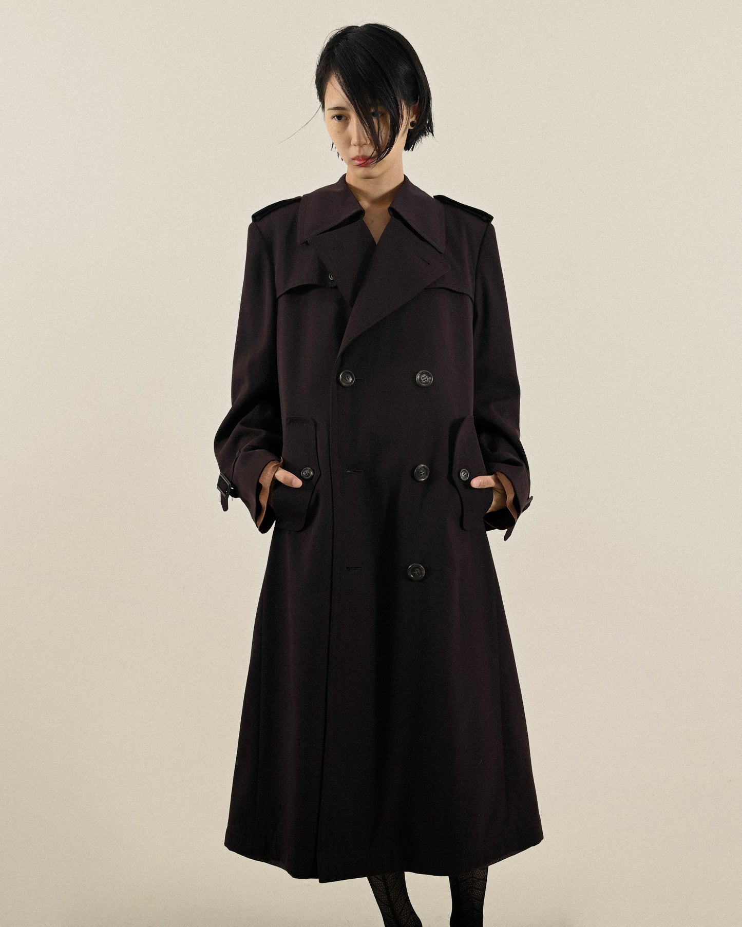 日本製經典輪廓薄毛古著風衣