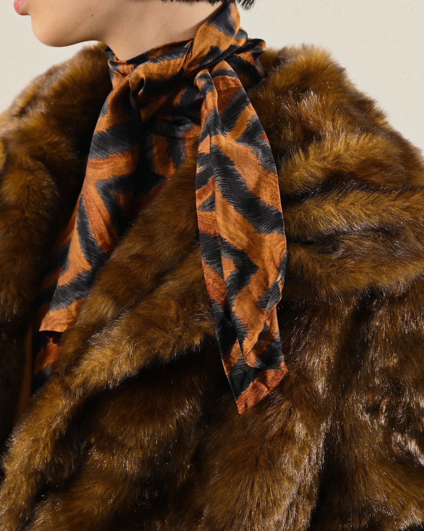 編織設計人造皮草古著外套