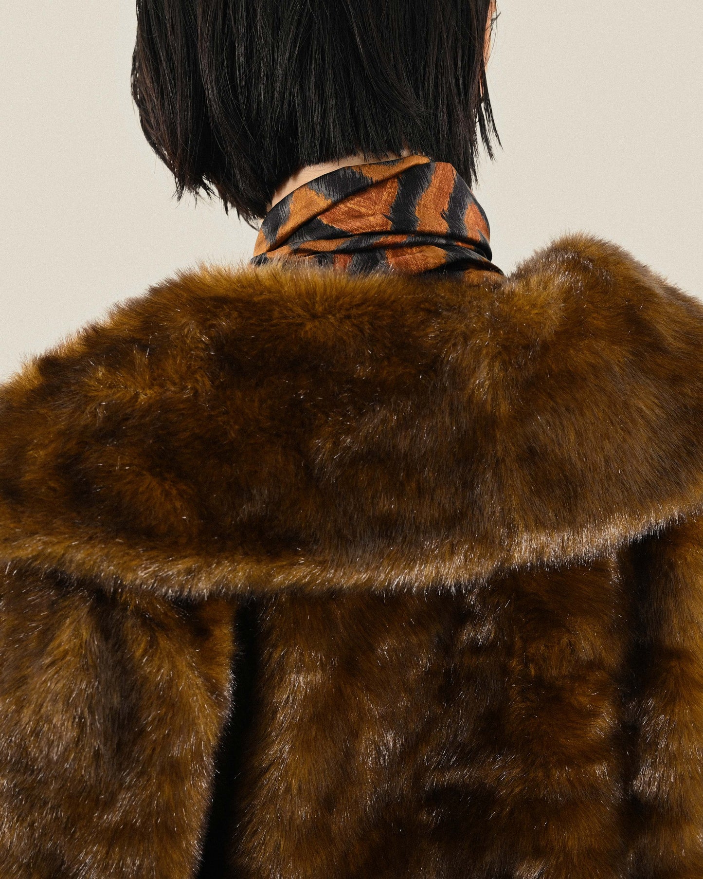 編織設計人造皮草古著外套