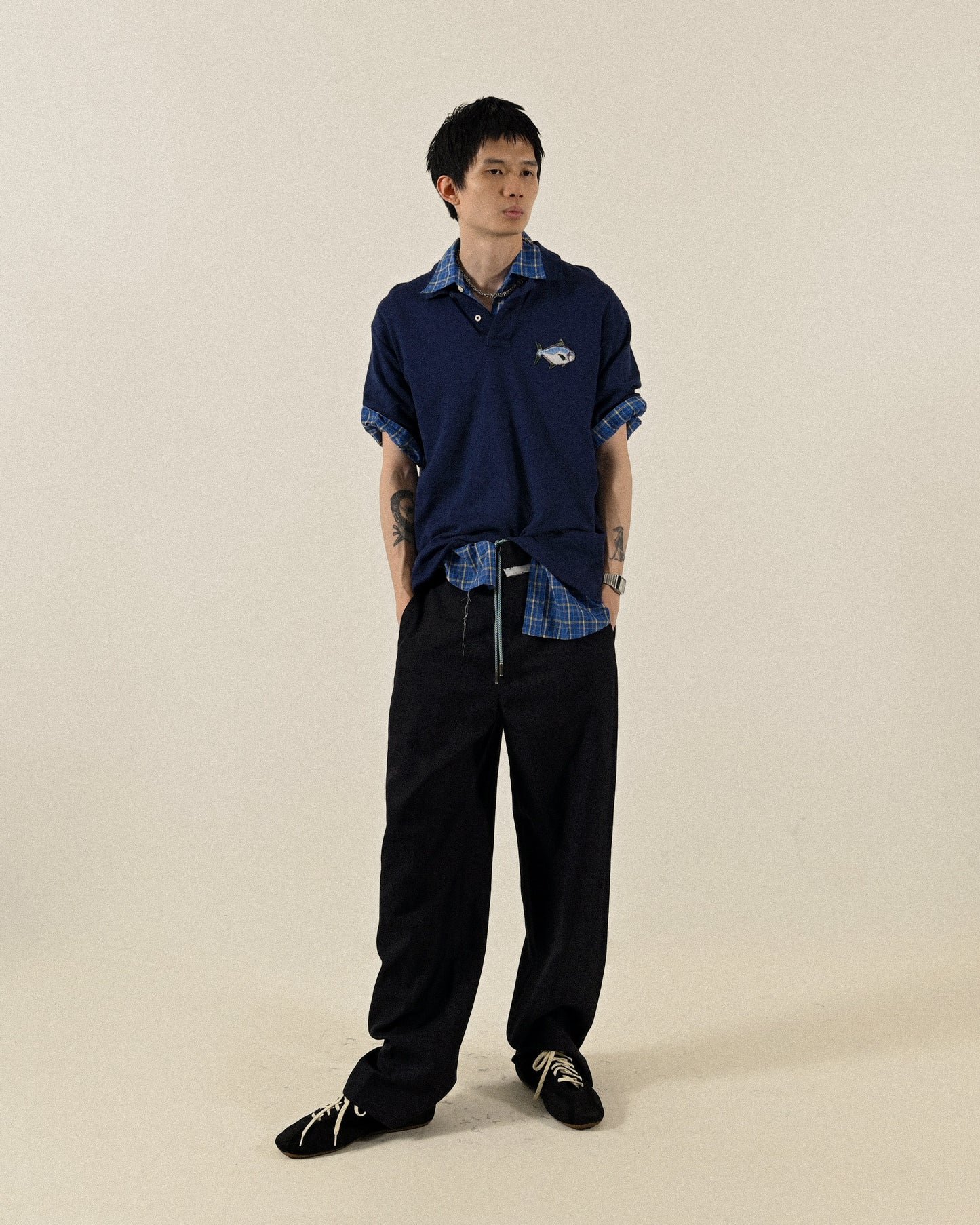 經典格紋短袖古著襯衫