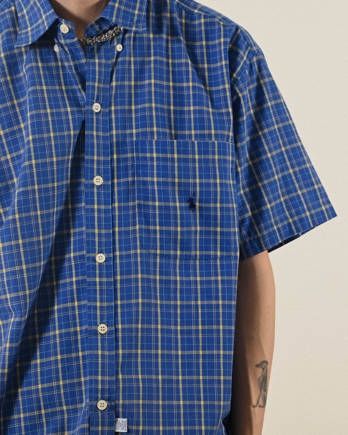 經典格紋短袖古著襯衫