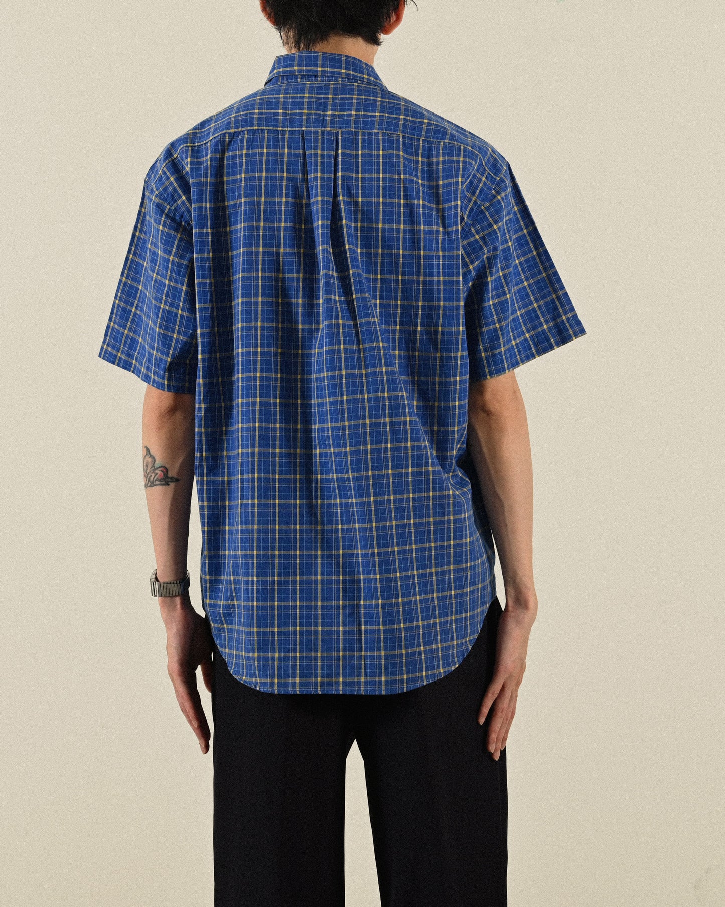 經典格紋短袖古著襯衫