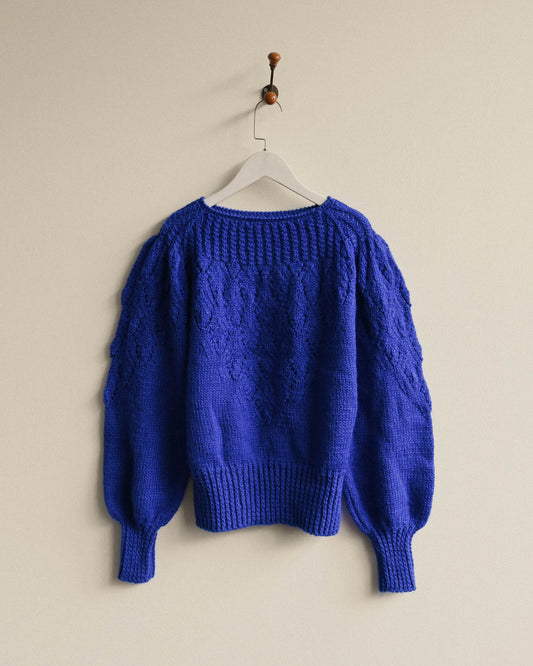 繁複織花純色古著毛衣