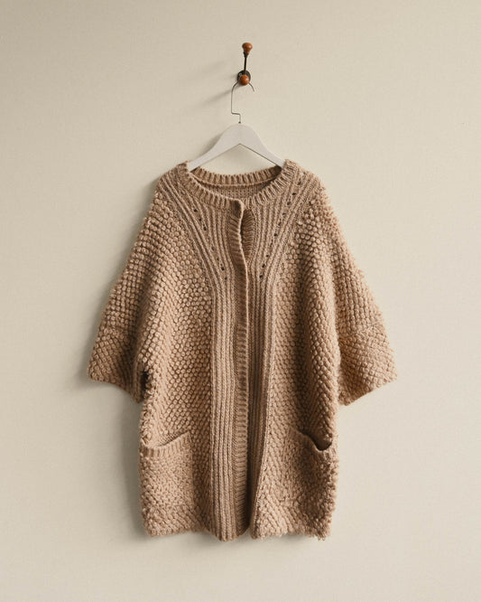 圈絨編織開襟古著毛衣外套