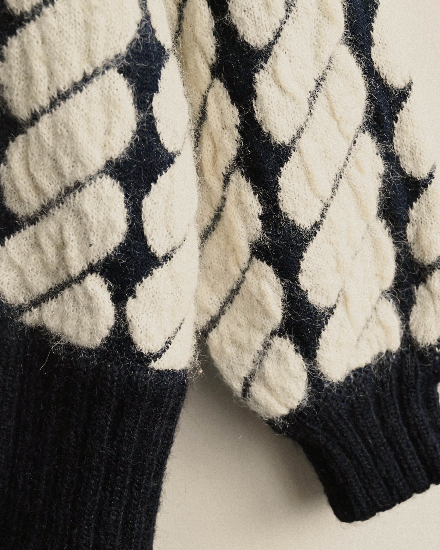 對色緹花開襟古著毛衣外套