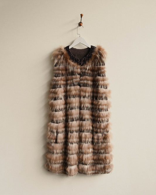 皮草綴飾喀什米爾古著毛衣外套