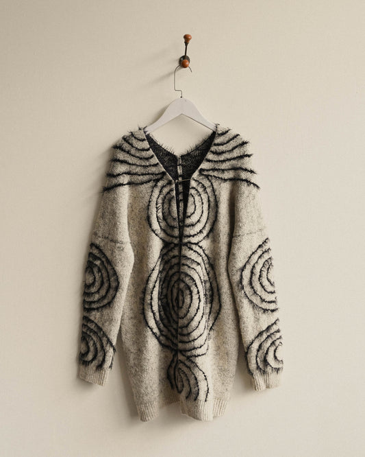 拉絨紋理開襟古著毛衣外套