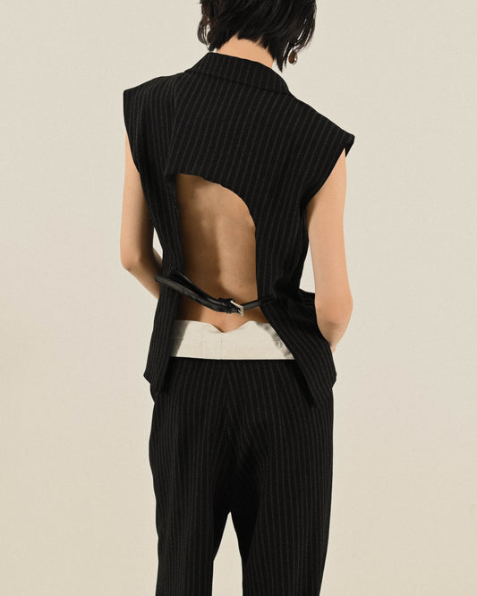 Upcycling挖背設計古著背心