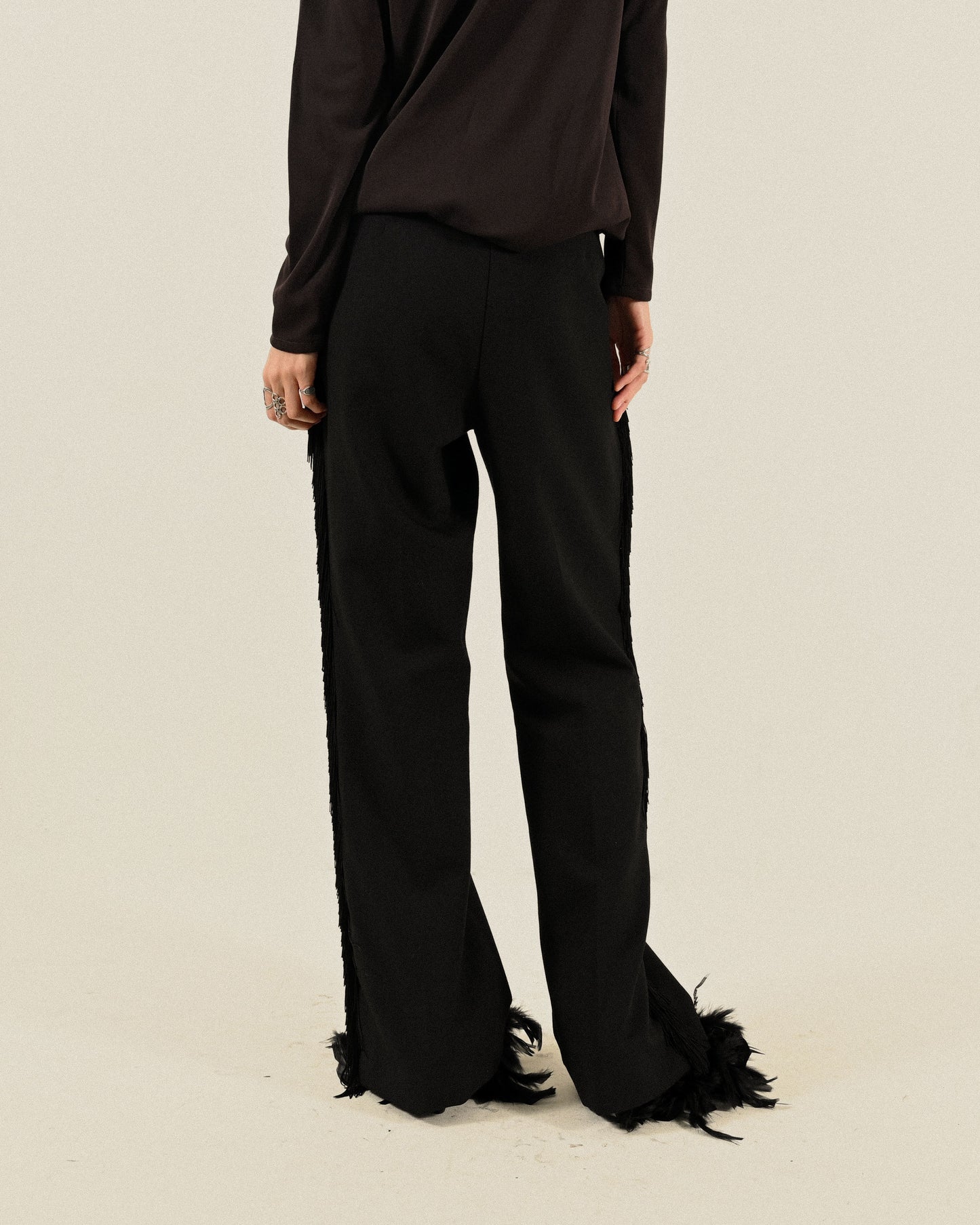 Upcycling流蘇綴飾古著長褲