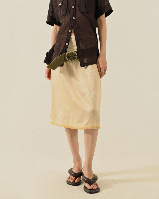 雙層製作烏干紗緞面古著裙