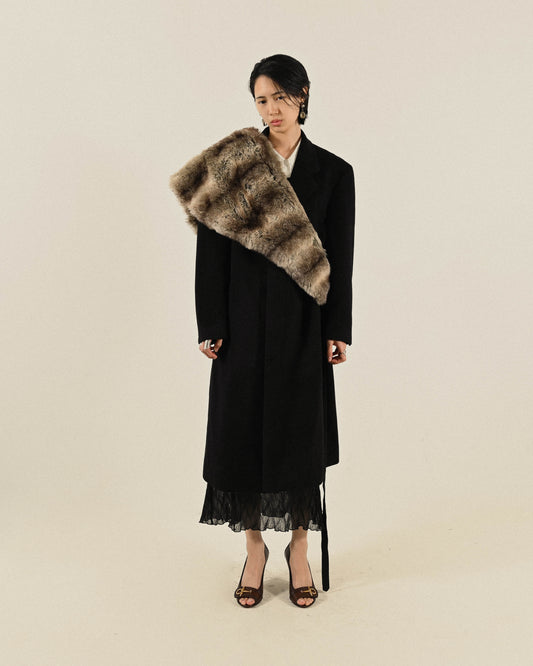 喀什米爾混紡長版古著大衣