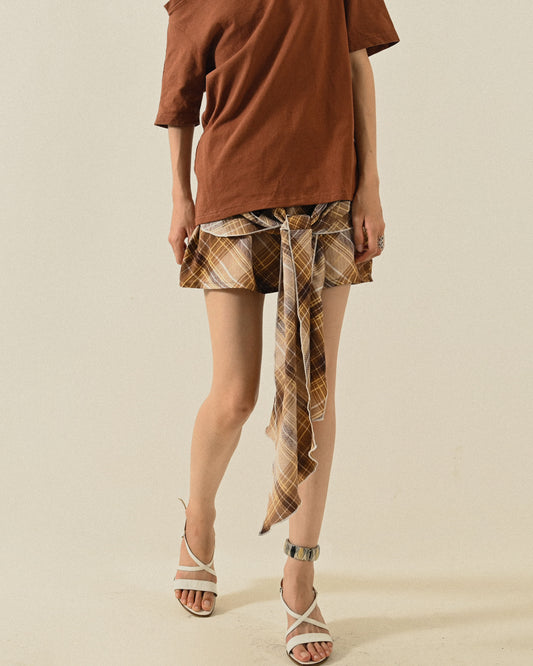 Upcycling交疊綁帶古著短裙