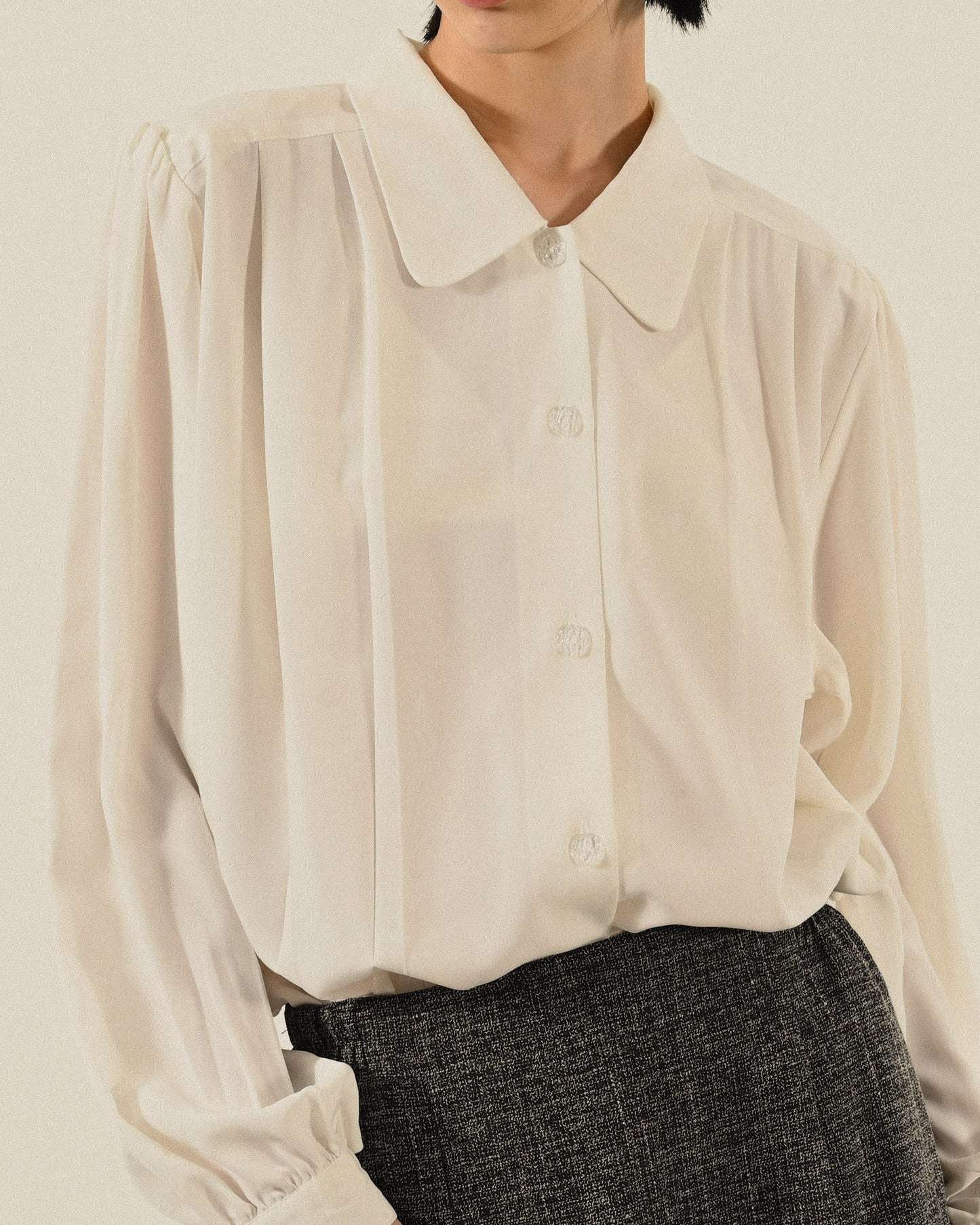 垂墜輪廓打褶古著襯衫