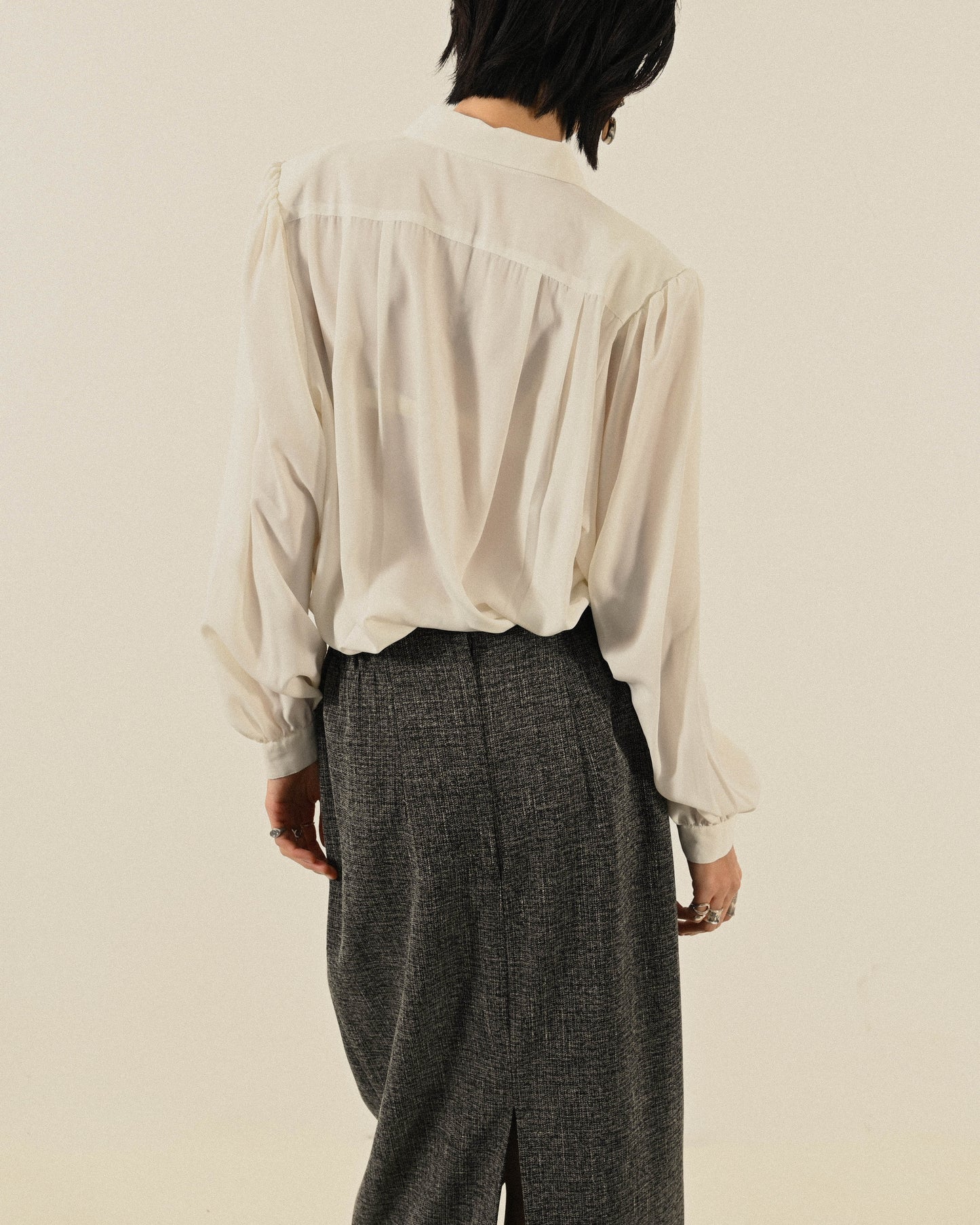 垂墜輪廓打褶古著襯衫
