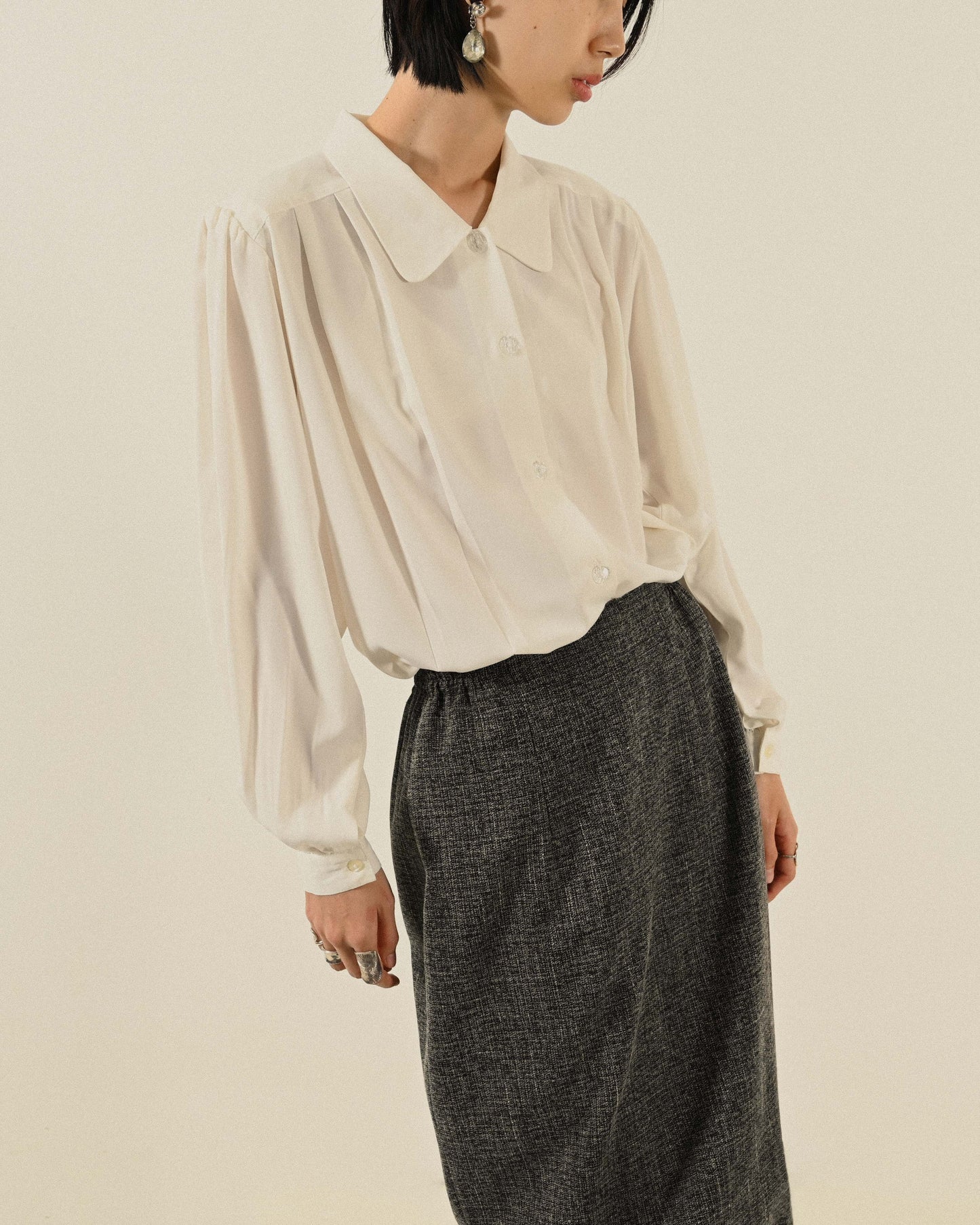 垂墜輪廓打褶古著襯衫
