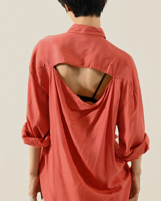 Upcycling鏤空設計古著襯衫