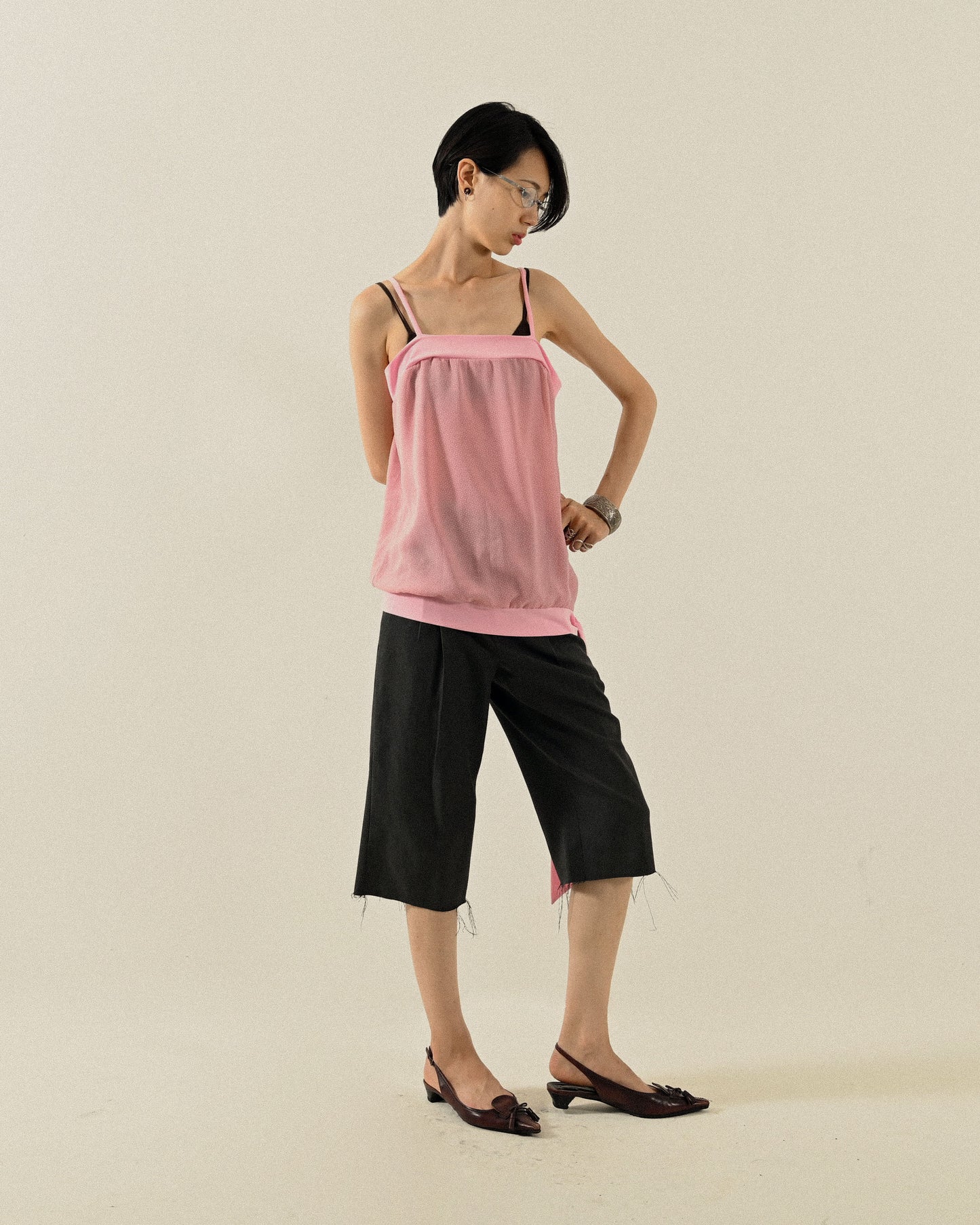 鬚邊設計古著五分褲