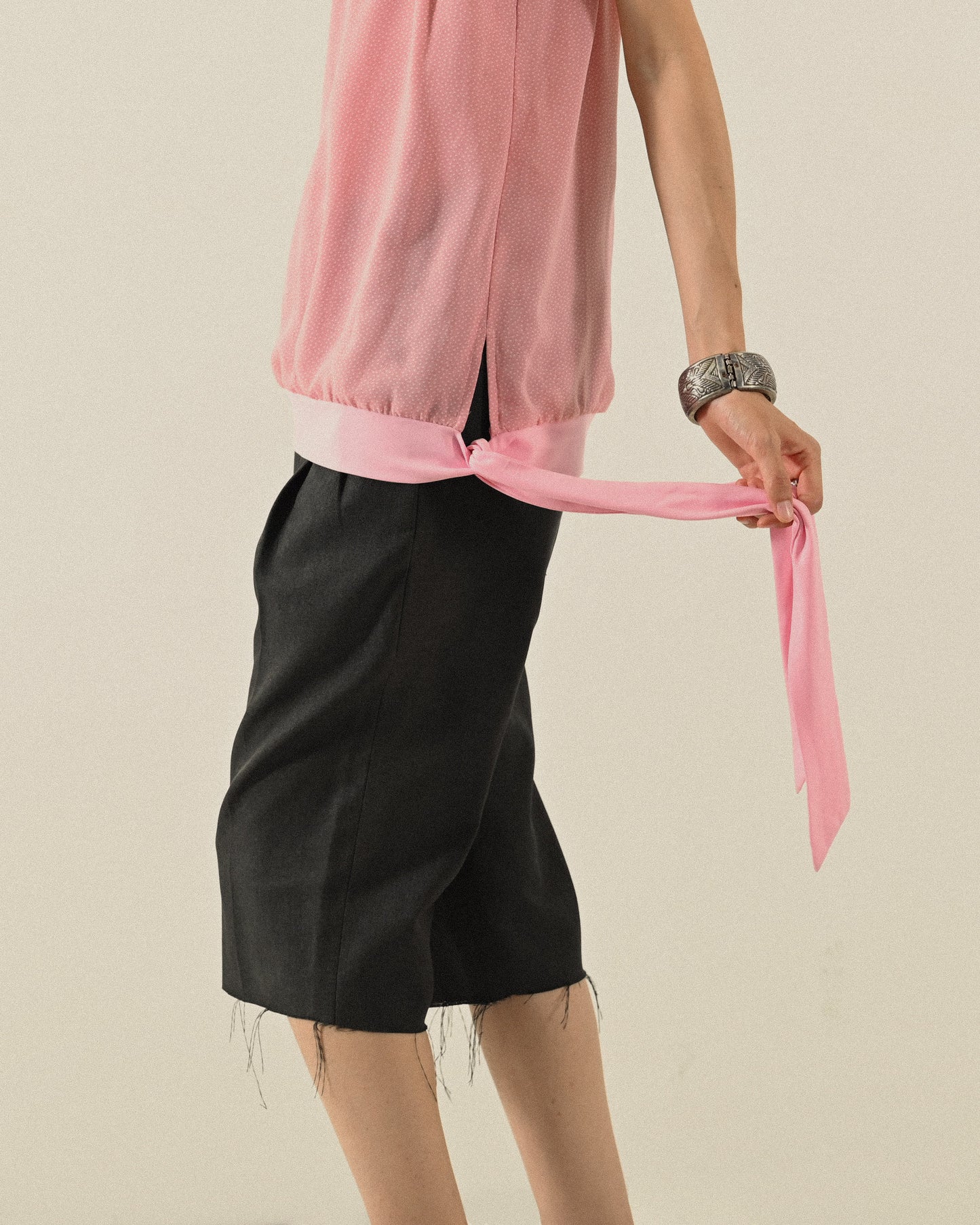 鬚邊設計古著五分褲