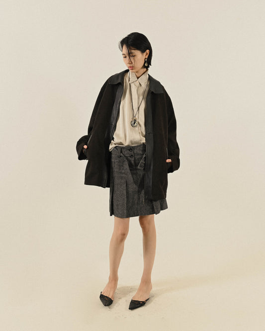 喀什米爾混紡皮領古著夾克外套