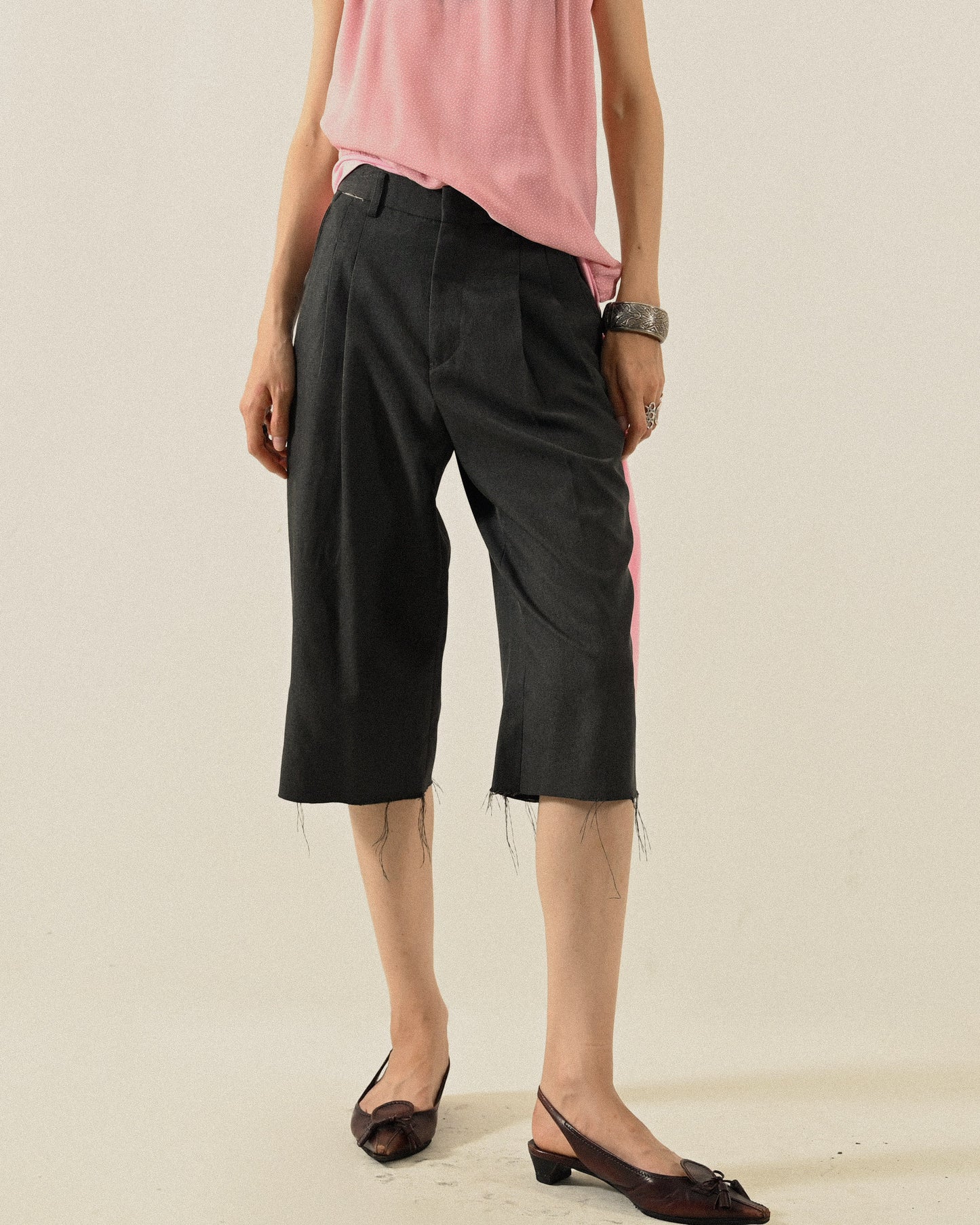 鬚邊設計古著五分褲