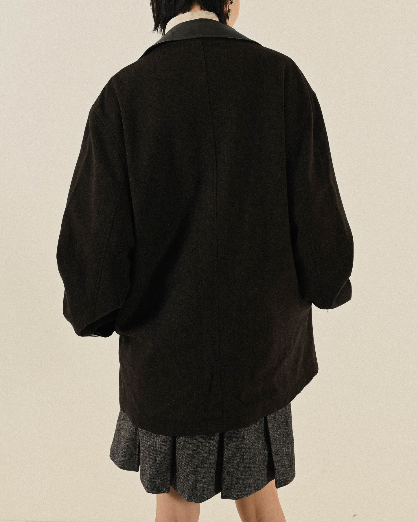 喀什米爾混紡皮領古著夾克外套