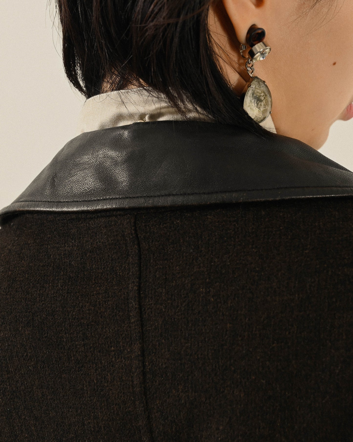 喀什米爾混紡皮領古著夾克外套